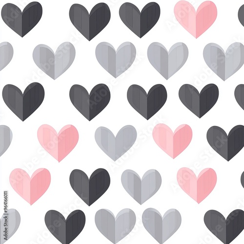 Abstract Heart Pattern, Black, Grey, Pink, Pattern, Heart, Love