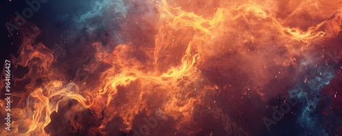 Abstract Fire and Smoke Swirling with Sparks