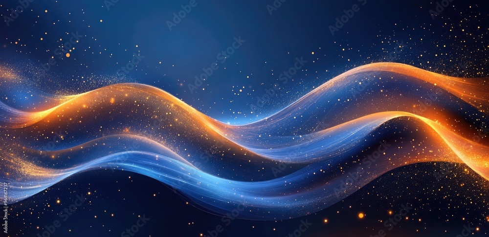 Abstract Wave with Glowing Particles Abstract Wave with Glowing Particles