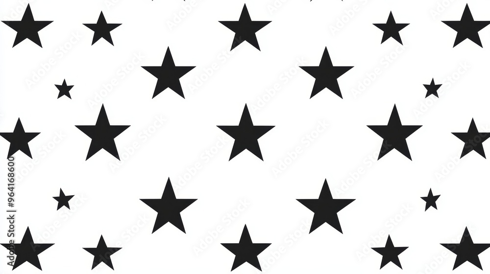 Fototapeta premium Black Star Pattern, White Background, Seamless, Minimalist, Design ,star pattern, minimalist design