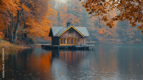 romantic old ancient wooden boat house at sea, ocean or lake coast