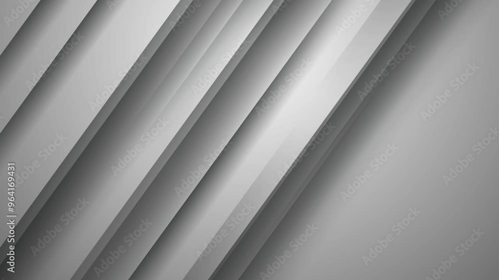 Elegant light grey white seamless looped 4K Footage Light grey corporate abstract background of Diagonal white stripes animation. Digital minimal geometric 3d BG. Technology metallic line.