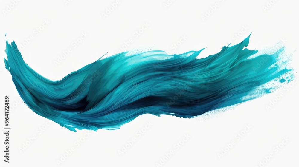 Fototapeta premium A flowing wave of vibrant turquoise paint, showcasing fluid motion and artistic expression.