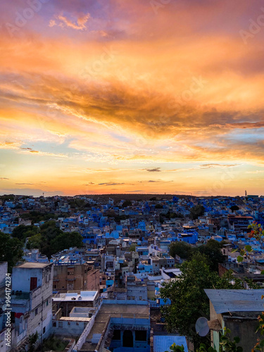 Sunset in the city of Jodhpur, India