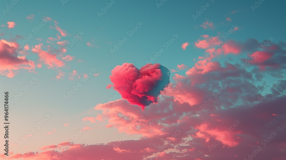 Heart-shaped cloud formation against a soft pink aesthetic sky Heart-shaped cloud formation against a soft pink aesthetic sky