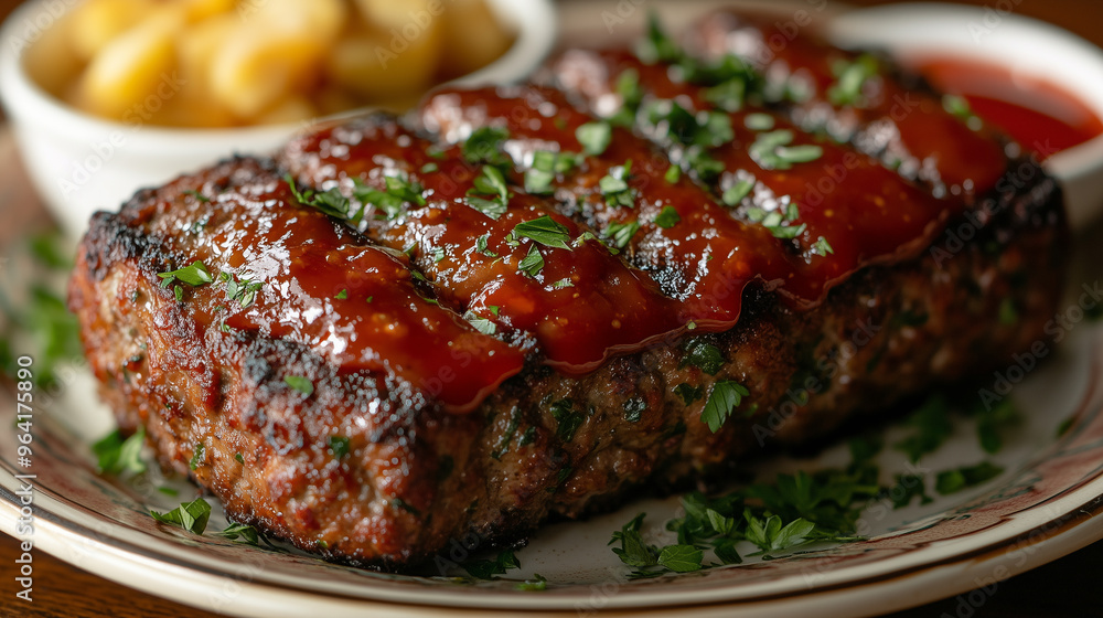 Juicy Homemade Beef Meatloaf - Savory Food Photography of Raw Ground Meatloaf with Ketchup Topping Juicy Homemade Beef Meatloaf - Savory Food Photography of Raw Ground Meatloaf with Ketchup Topping