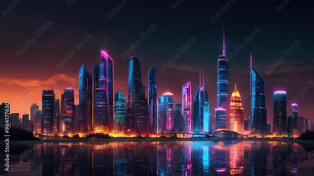 Obraz premium country skyline at night