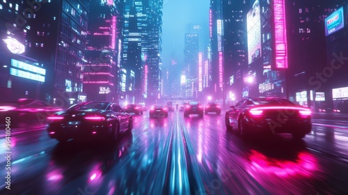 traffic futuristic town modern cyber cityscape background unknown world