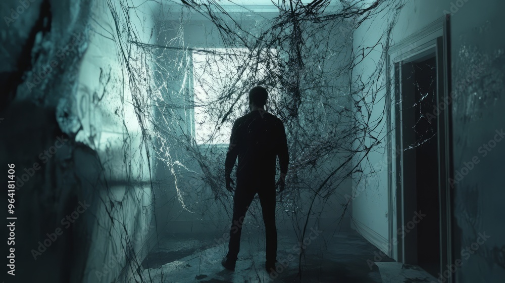 a sad man in a dark room sci-fi movie scene cinematic shot a sad man in a dark room sci-fi movie scene cinematic shot