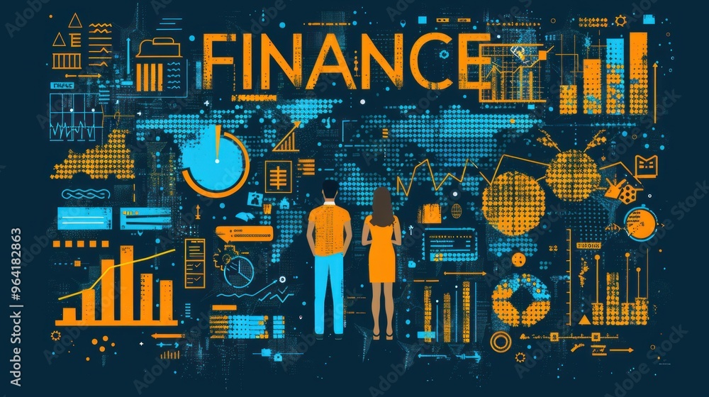 Obraz premium Exploring finance data and trends with digital graphics and charts in a business environment