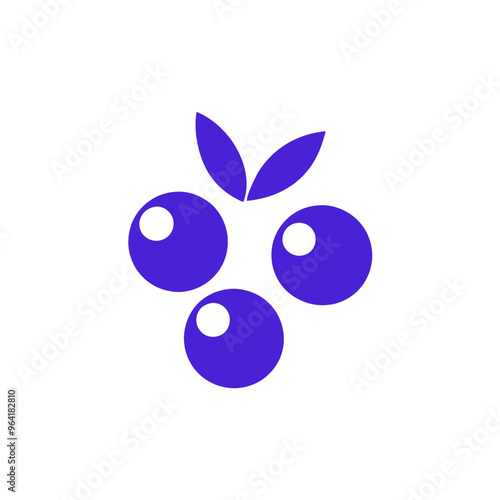 shows a simple, stylized logo of three purple circles arranged in a triangular formation, resembling berries. Above the top circle, there are two leaf shapes, also in purple, giving the appearance