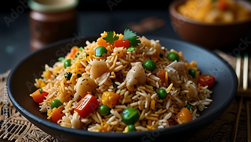 Vegi and Rice or Indian Biriyani photo