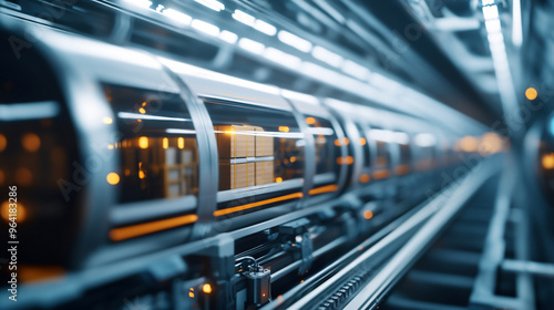 High-speed autonomous transportation system featuring capsules moving along tracks, designed for rapid and efficient cargo delivery.