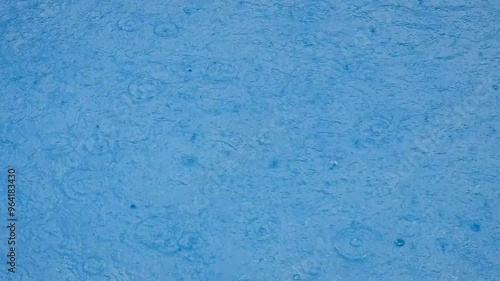 Blue water with raining texture