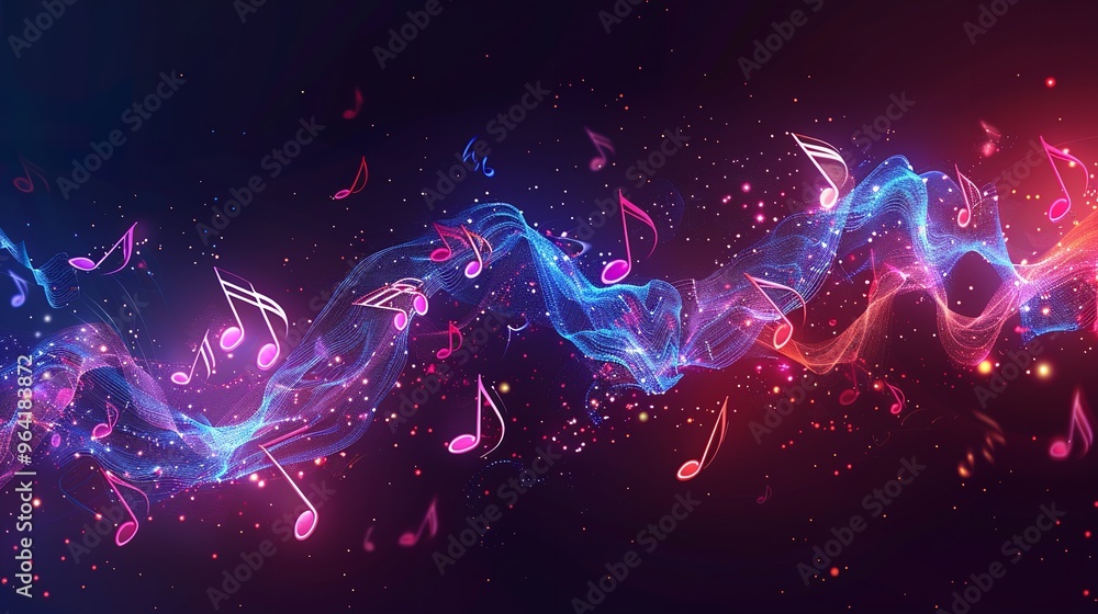 Fototapeta premium Continuous Music Line Art Note Vector Sketch Illustration