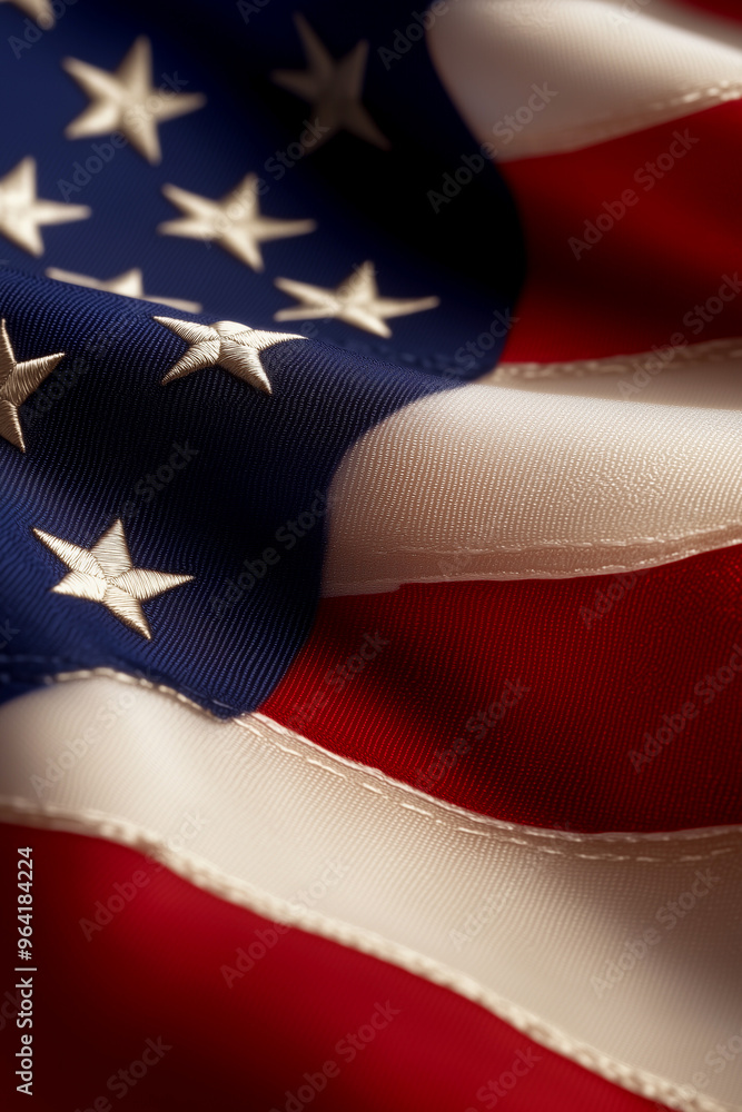 Fototapeta premium Close-up of American flag symbolizing patriotism 