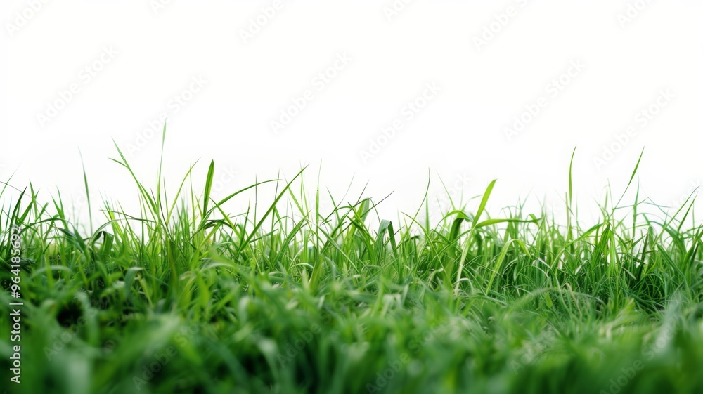 Obraz premium Vivid green grass with a clean white backdrop
