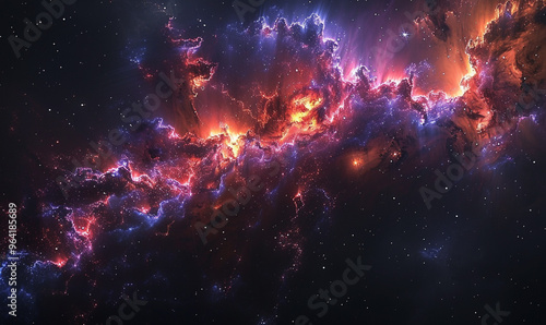 Colorful fantasy Galaxy view background, A view from space to a spiral galaxy and stars, The universe is filled with Stars, Nebulae and Galaxies, Generative Ai. 