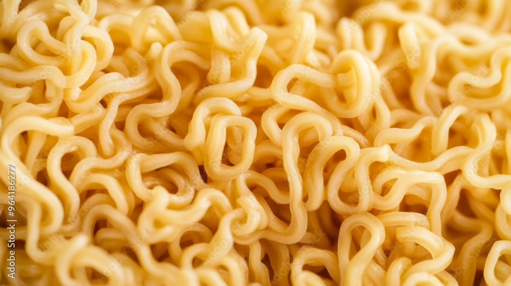 Closeup view of thin instant noodles, ideal for a variety of Asian dishes and flavorful ramen bowls Closeup view of thin instant noodles, ideal for a variety of Asian dishes and flavorful ramen bowls