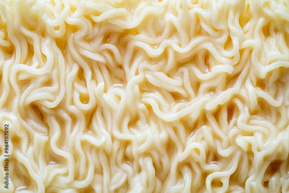 Closeup view of thin instant noodles, ideal for a variety of Asian dishes and flavorful ramen bowls Closeup view of thin instant noodles, ideal for a variety of Asian dishes and flavorful ramen bowls