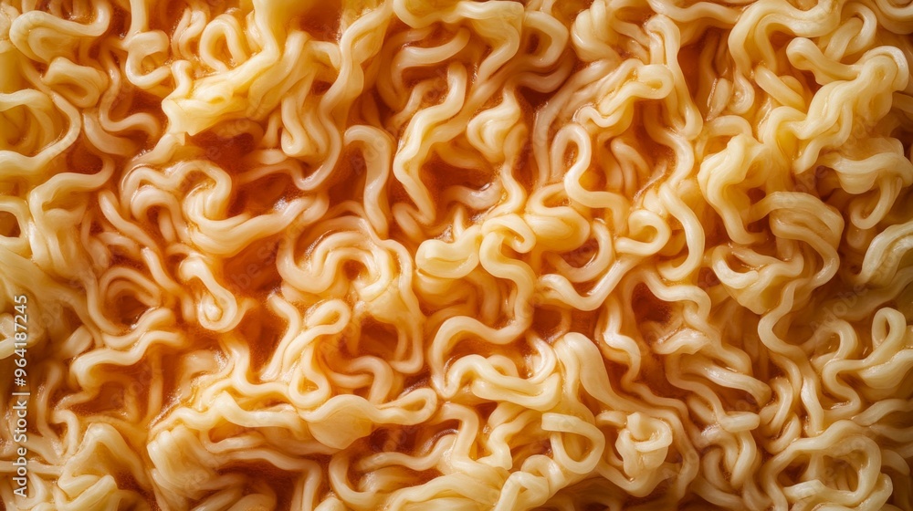 Closeup view of thin instant noodles, ideal for a variety of Asian dishes and flavorful ramen bowls Closeup view of thin instant noodles, ideal for a variety of Asian dishes and flavorful ramen bowls