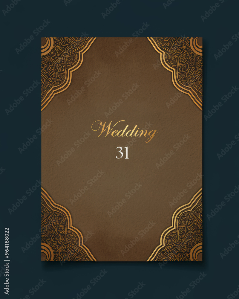 Traditional Indian Mughal wedding invitation card design background ...