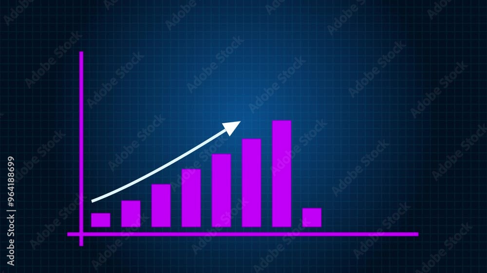Animated of business graph icon. diagram charts, Rising up arrow on chart graph. business graph growth concept animation Animated of business graph icon. diagram charts, Rising up arrow on chart graph. business graph growth concept animation