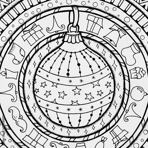 Obraz na płótnie Arrière plan noir et blanc avec motif graphique boule de Noel pour colorier w salonie