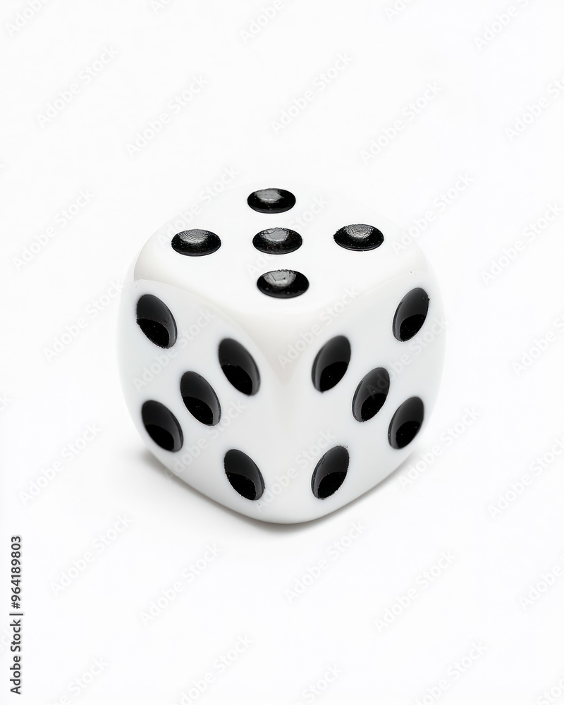 close-up of a white gaming dice on a pure white background close-up of a white gaming dice on a pure white background