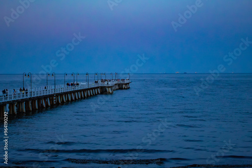 lonely pier in the evening on the Baltic Sea