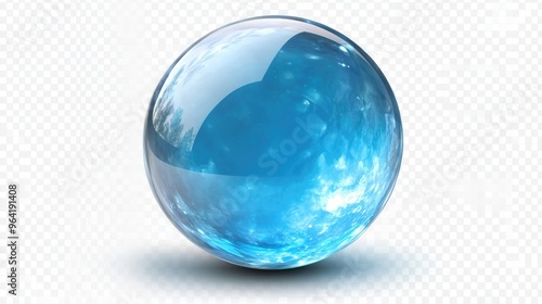 floated round blue ball isolate on transparency background PNG