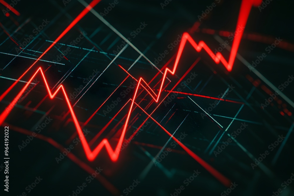 Fototapeta premium Red Line Graph Stock Market Performance