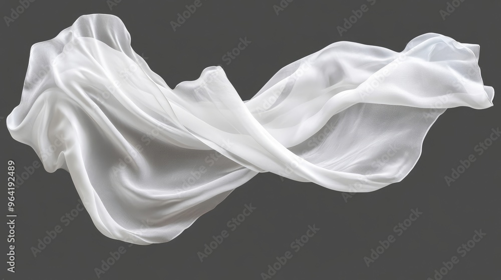 Fototapeta premium floating white fabric blowing isolate on transparency background PNG