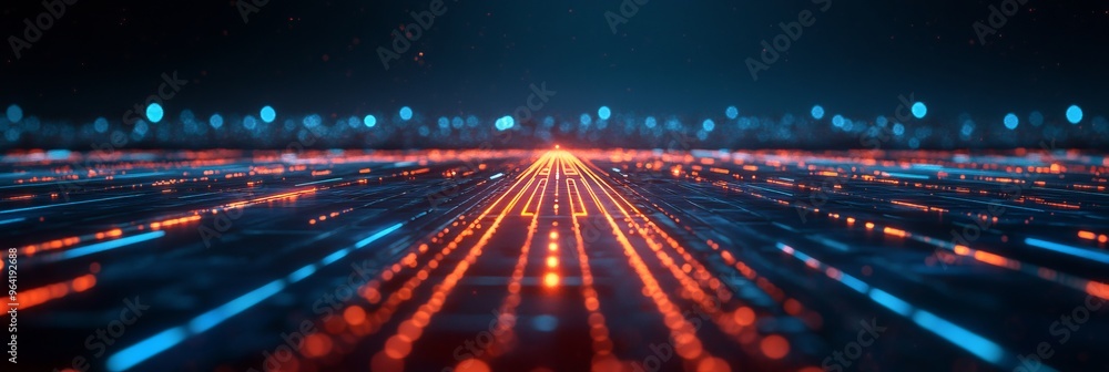 Obraz premium futuristic plane route hologram