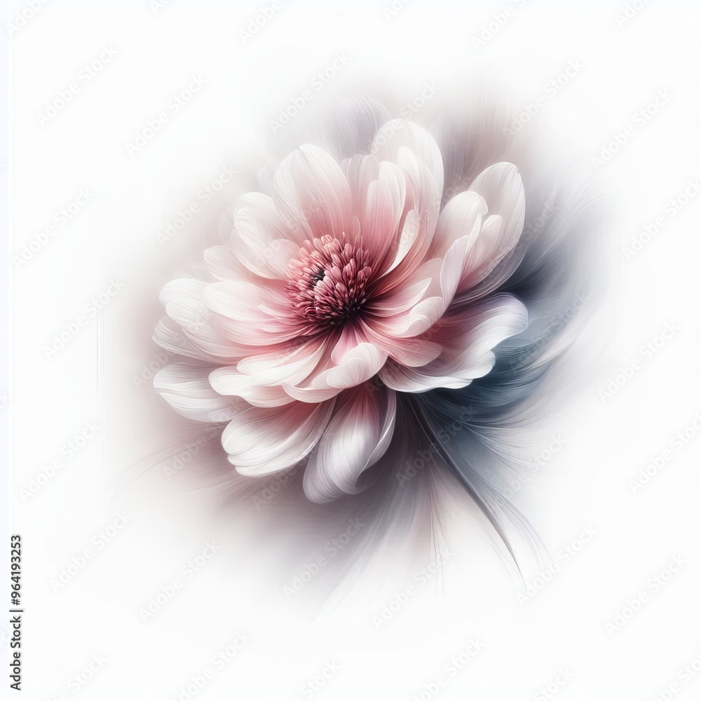 A delicate flower blossom created by AI, set against a pristine white background. The soft petals and subtle color gradients give this digital artwork a serene and elegant feel, ideal for floral A delicate flower blossom created by AI, set against a pristine white background. The soft petals and subtle color gradients give this digital artwork a serene and elegant feel, ideal for floral