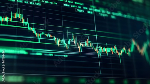 Stock Market Graph on a Computer Monitor