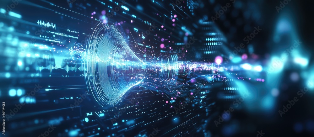 Abstract digital data stream with blue and pink lights. Abstract digital data stream with blue and pink lights.