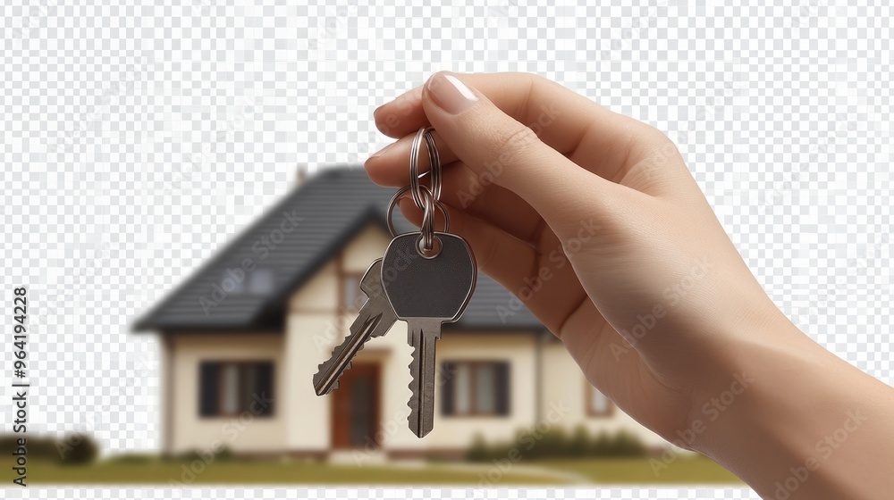 Hand with keys to the new house on transparency background PNG Hand with keys to the new house on transparency background PNG