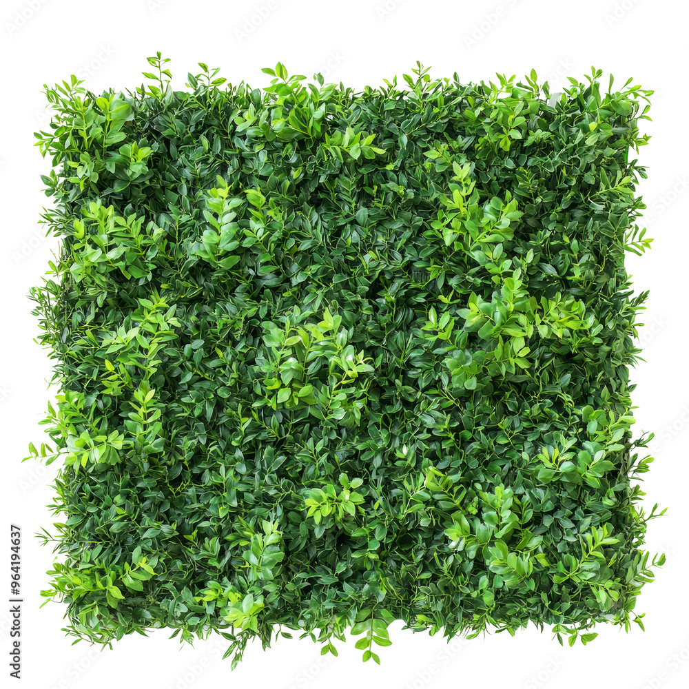Obraz premium Green plant wall panel isolated on transparent background.