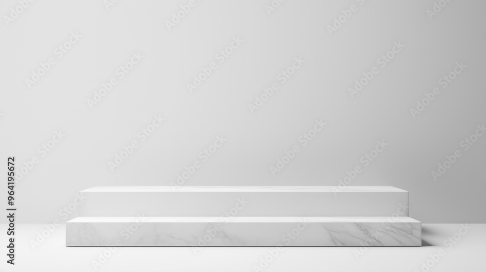 White podium in an empty white room. Minimalistic background. Still life. Simple platform for showcasing. White podium in an empty white room. Minimalistic background. Still life. Simple platform for showcasing.