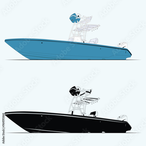 High-resolution fishing boat illustration in two variants