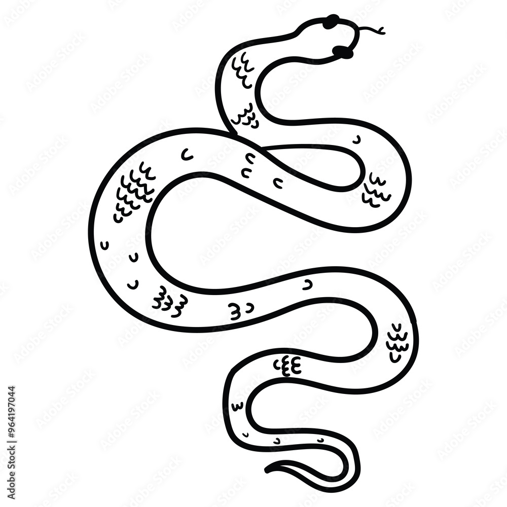 Obraz premium Hand drawn doodle snake on white background.