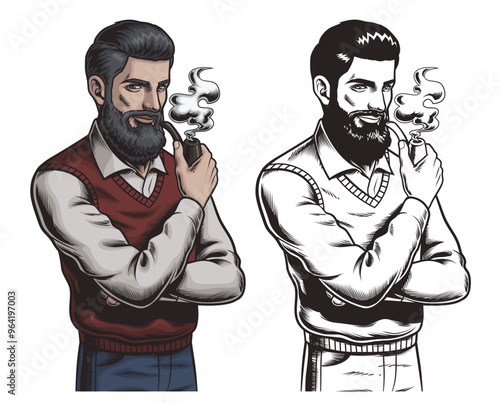 A Man Smoking Pipe 