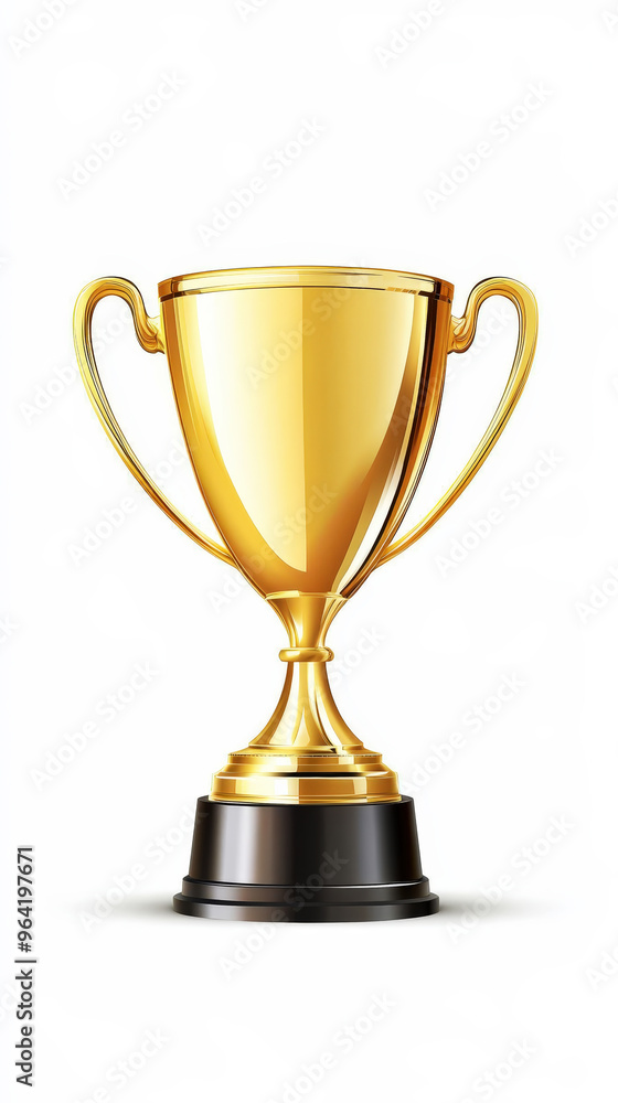 Gold trophy award cup on light background with an empty blank for winner name. Competitions. Generative AI Gold trophy award cup on light background with an empty blank for winner name. Competitions. Generative AI