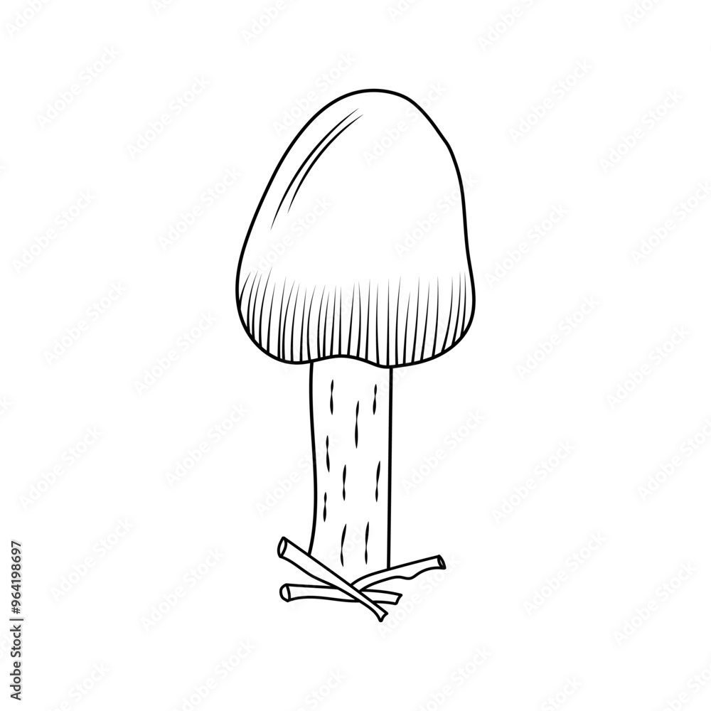 Mushroom, a poisonous toadstool drawn in the doodle style in vector. Mushroom icon in the line. Mushroom, a poisonous toadstool drawn in the doodle style in vector. Mushroom icon in the line.