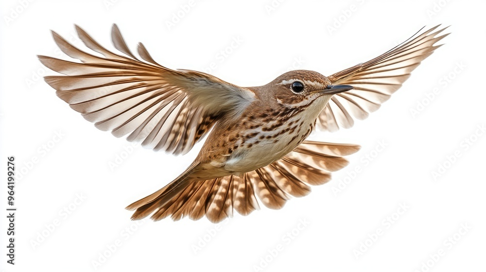 Obraz premium Thrush bird fly full body isolate on transparency background PNG