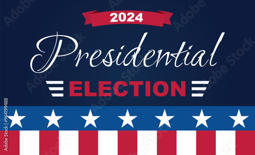 USA 2024 Presidential Election background with American flag colors design. Election event banner, card, poster, template, voting communication, background. Vote day, November 5. Vector illustration.