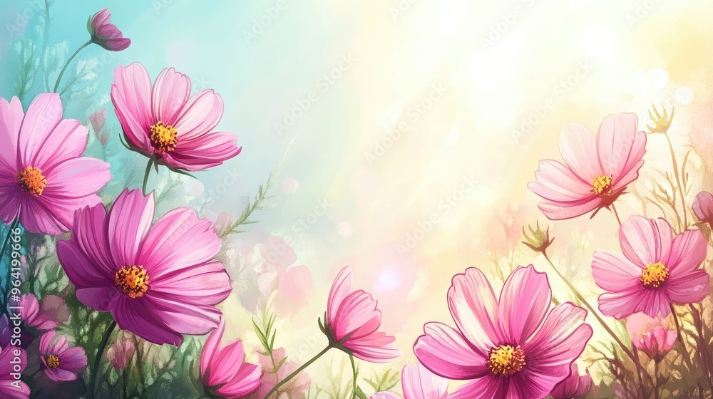 Sunny watercolour background with flowers Sunny watercolour background with flowers