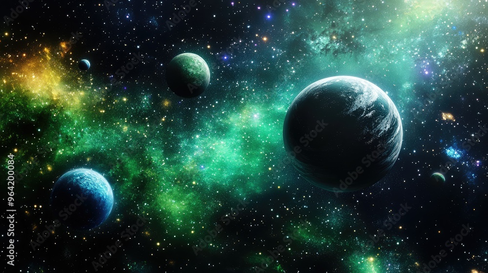 Shimmering glow of celestial bodies in space Shimmering glow of celestial bodies in space
