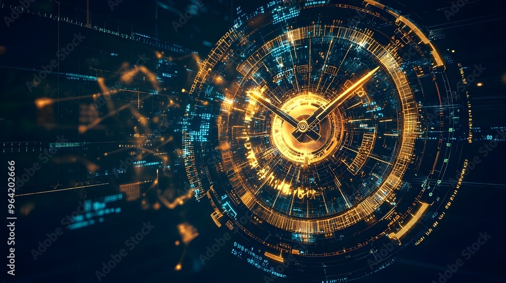 Obraz premium Mechanical Clock Transforming into Digital Watch,Technology Evolution Concept